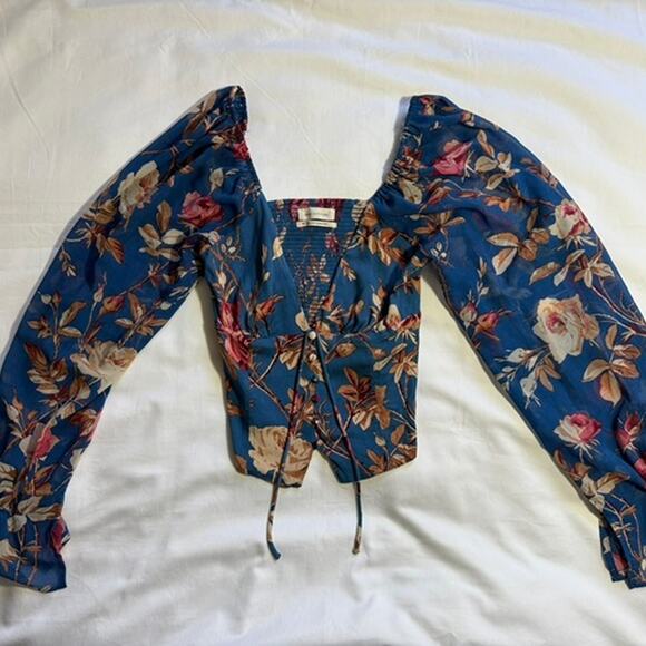 Urban Outfitters Topanga Blue Button-Front Blouse - Picture 4 of 7